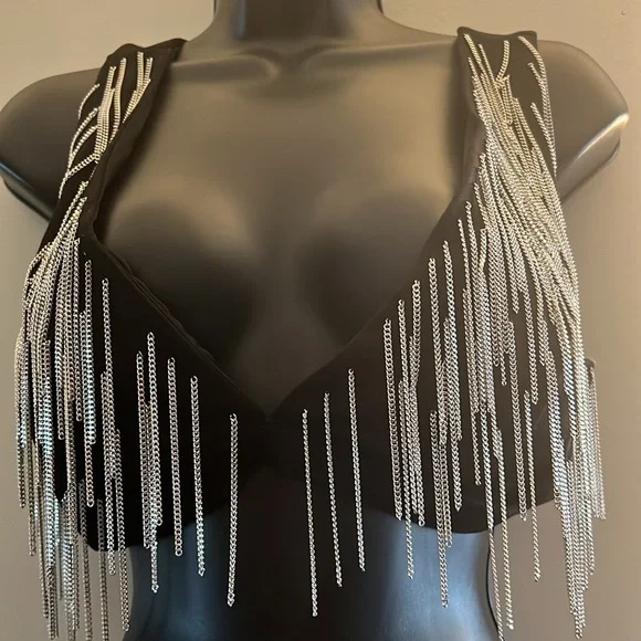 NWT Black Metal Chain Bralette - Picture 4 of 6